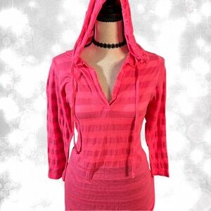 The Balance Collection Emo Scene Girl Striped Pink Hoodie Top